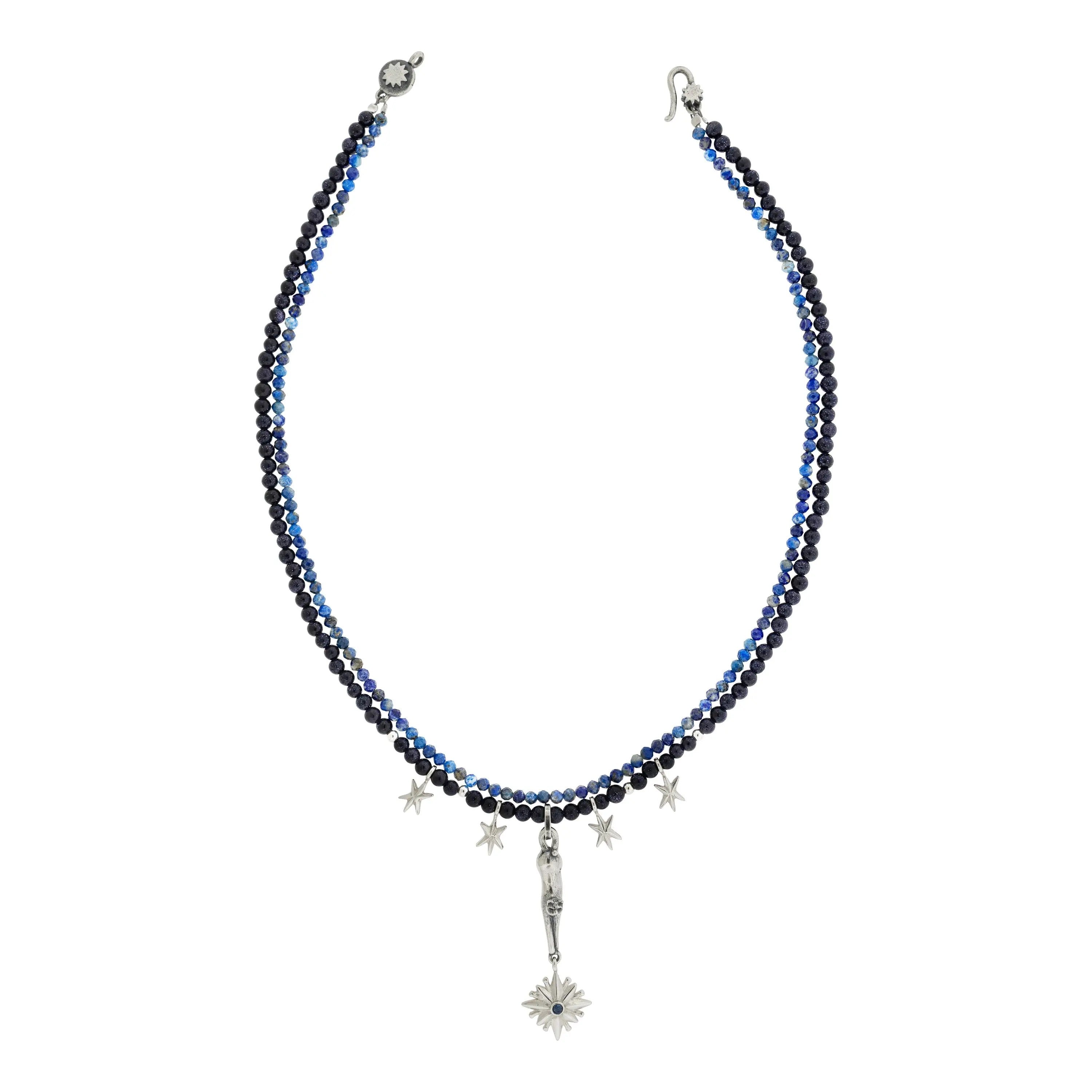Collar Alcance de luz｜猫と星のネックレス（シルバー・ブルー