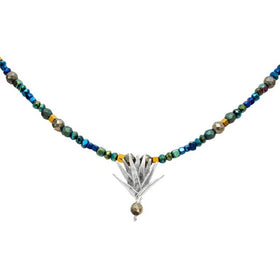 Collar Agave De Hematita Y Pirita|アガベのネックレス(シルバー・パイライト・天然石)