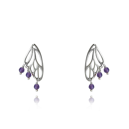 Aretes Alas de mariposa Chica｜蝶の羽のピアスS（シルバー・天然石）