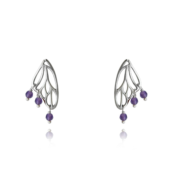 Aretes Alas de mariposa Chica｜蝶の羽のピアスS（シルバー・天然石）