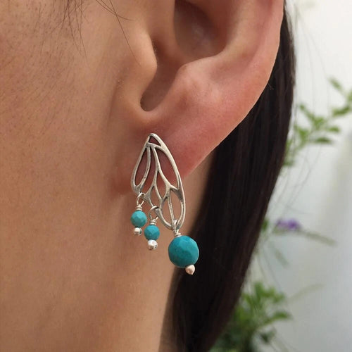 Aretes Alas de mariposa Chica｜蝶の羽のピアスS（シルバー・天然石）