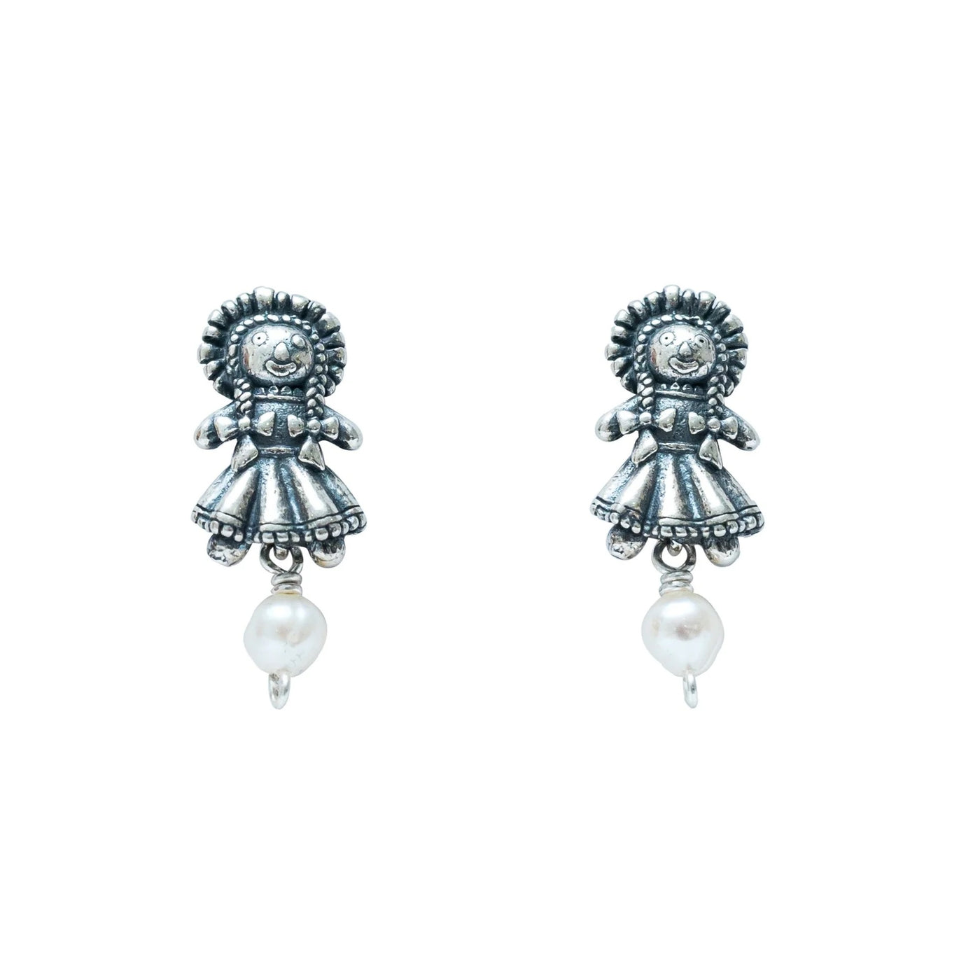 Aretes Muñeca de Listones Mini Perla｜マリア人形のピアス（シルバー・パール・天然石）