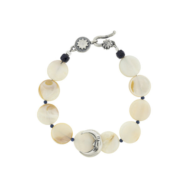 Pulsera Luna de mar｜三日月のブレスレット（シルバー・シェル・天然石）