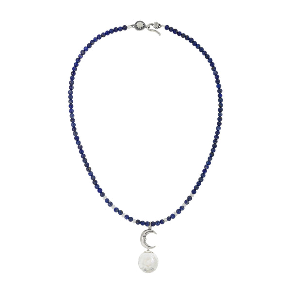 Collar Prisma Lunar｜三日月とクリスタルのネックレス（シルバー・ラピスラズリ・天然石）