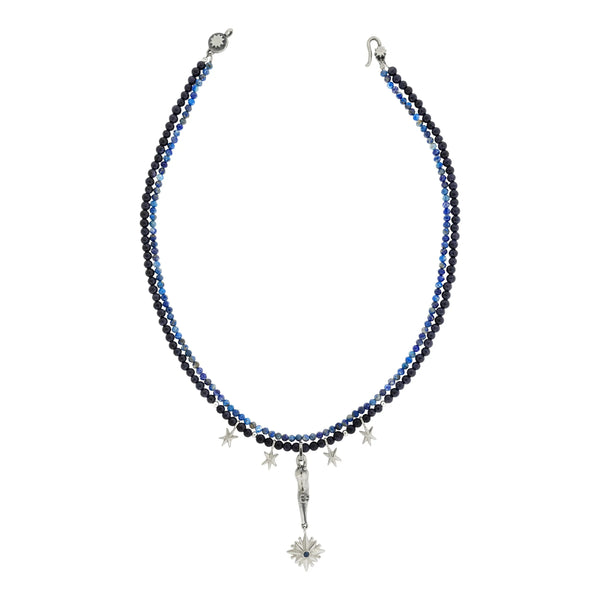 Collar Alcance de luz｜猫と星のネックレス（シルバー・ブルーアベンチュリン・天然石）