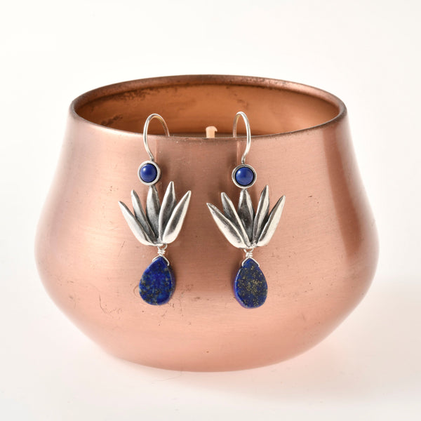 Aretes Agave｜アガベのピアス（シルバー・ラピスラズリ・天然石）