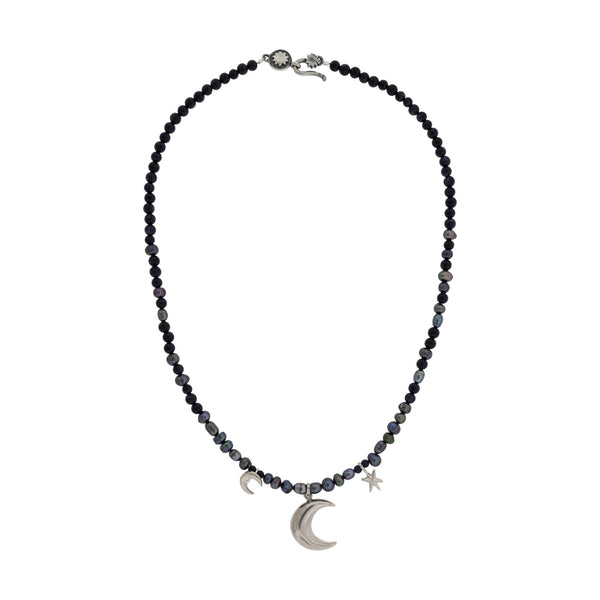 Collar Luna Creciente｜三日月と星のネックレス（シルバー・パール・天然石）