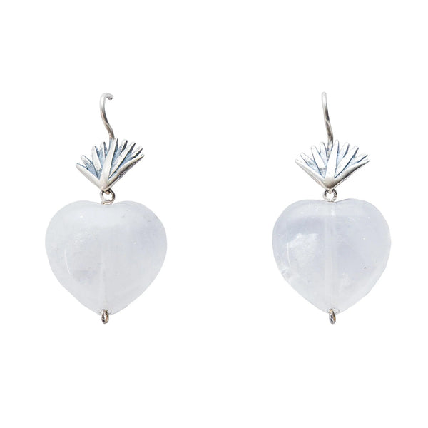 Aretes Agave Puro｜アガベとハートシェイプクオーツのピアス（シルバー・クオーツ・天然石）