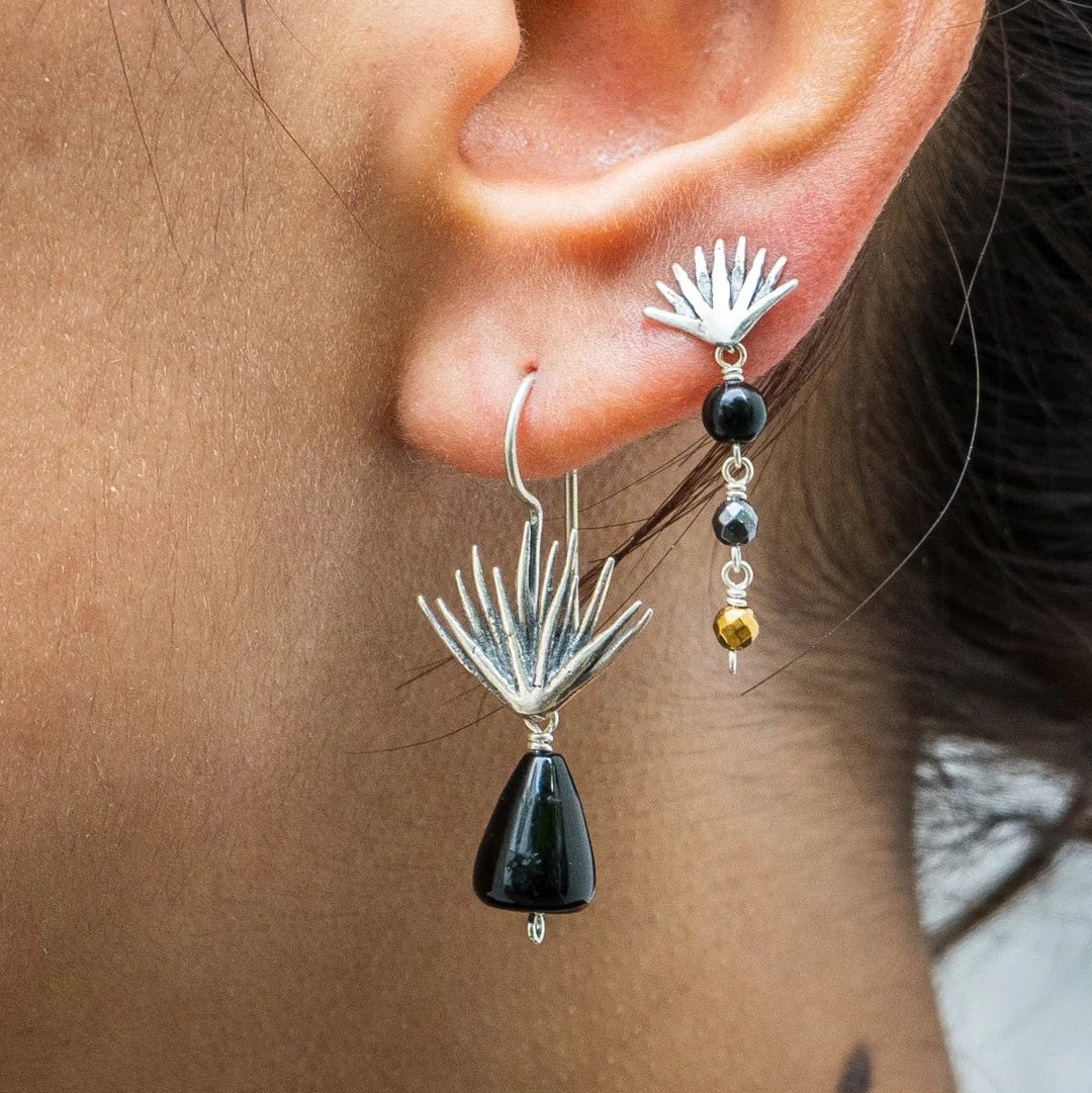 Aretes Provinciana｜アガベとオニキスのピアス（シルバー・オニキス