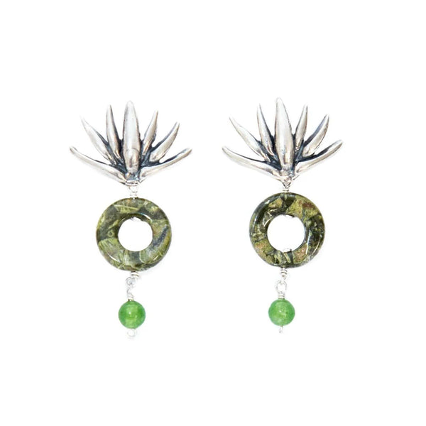 Aretes Agave y Jaspe｜アガベとジャスパーのピアス（シルバー・ジャスパー・天然石）