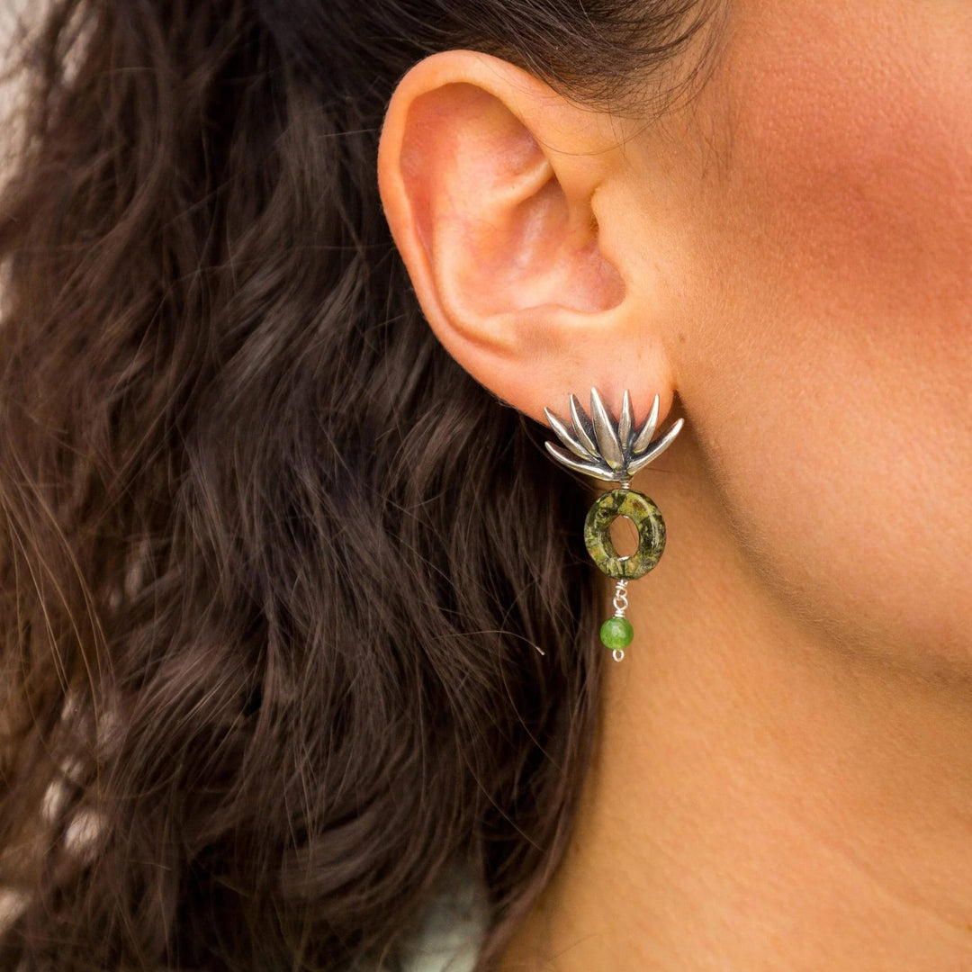 Aretes Agave y Jaspe｜アガベとジャスパーのピアス（シルバー