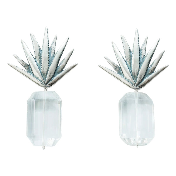 Aretes Cuarzo en Agave｜アガベとクオーツのピアス（シルバー・クオーツ・天然石）