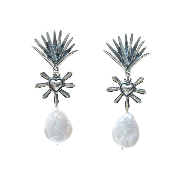 Aretes Ternura del Desierto｜コラソン＆アガベとパールのピアス（シルバー・パール・天然石）