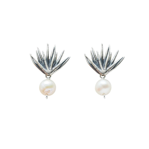 Aretes Agave Blanco｜アガベとパールのピアス（シルバー・パール・天然石）