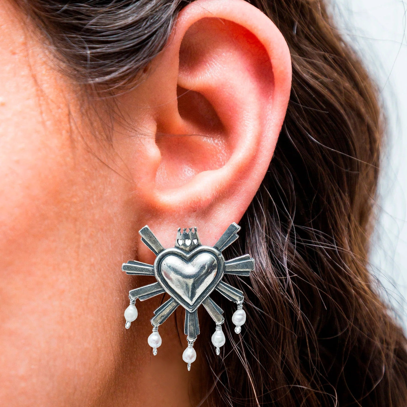 Aretes Míos｜コラソンとパールのピアス（シルバー・パール・天然石