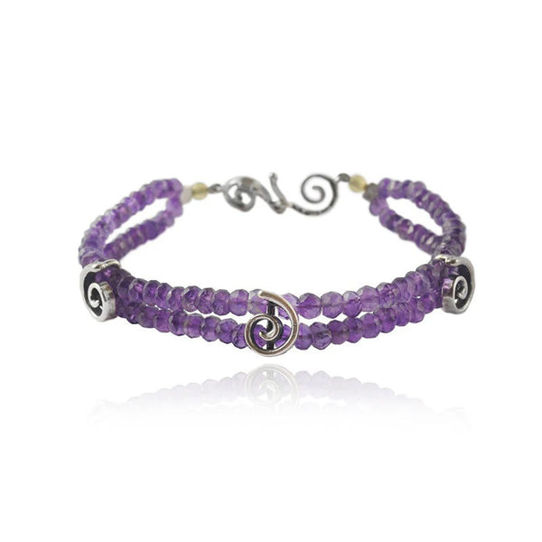 PULSERA TRES ESPIRALES CHICOS｜渦巻のブレスレット（シルバー・アメジスト・天然石）