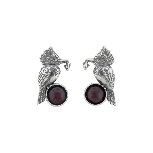 Aretes Martín pescador｜カワセミのピアス（シルバー・ガーネット他・天然石）