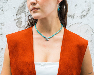 Collar Agave Menta｜アガベのネックレス（シルバー・ターコイズ・天然石）