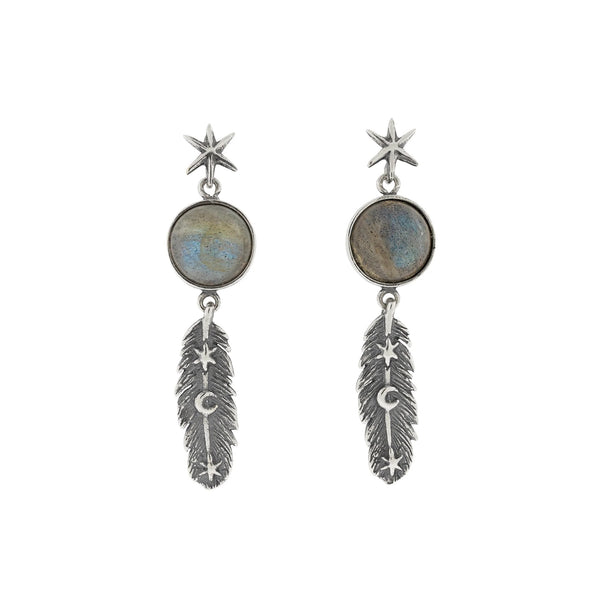ARETES VUELA A LAS ESTRELLAS｜イーグルの羽のピアス（シルバー・ラブラドライト・天然石）