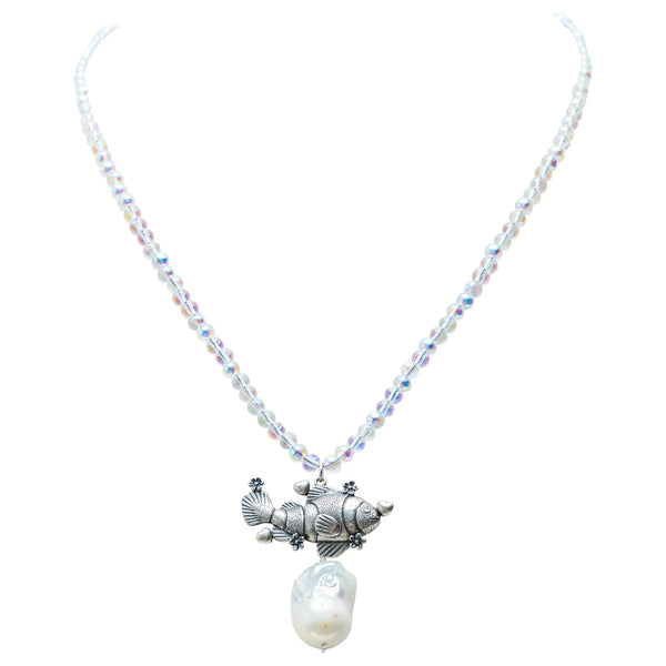 Collar Santorini｜クマノミとオーラクオーツのネックレス（シルバー・オーラクオーツ・天然石）