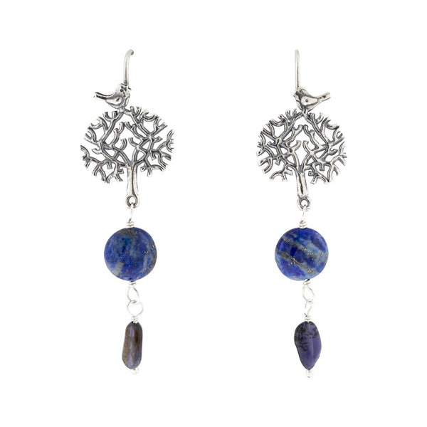 ARETES ÁRBOL DE LA FORTALEZA｜生命の木のフックピアス（シルバー・天然石）