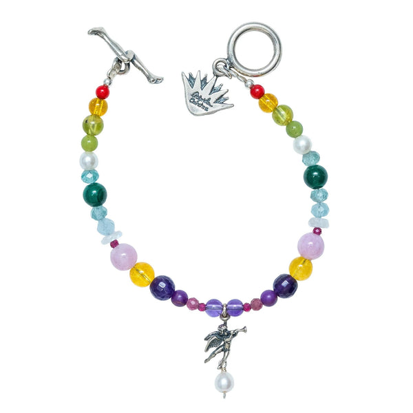 Pulsera Querubín con Trompeta｜エンジェルとマルチカラーのブレスレット（シルバー・マルチカラーストーン・天然石）