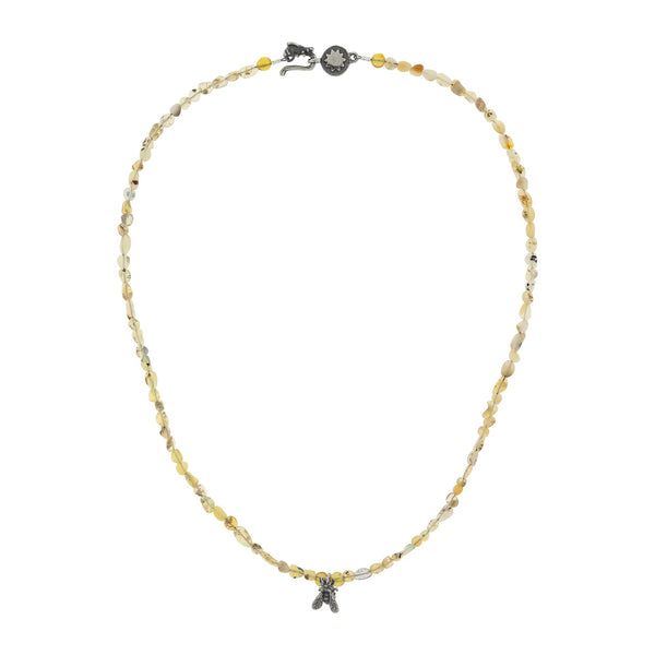 Collar abejita tras la miel｜ミツバチとオパールのネックレス（シルバー・オパール・天然石）