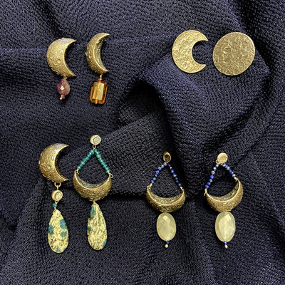 Aretes Luna Y Luna｜満月と三日月のアシンメトリーピアス（シルバー）