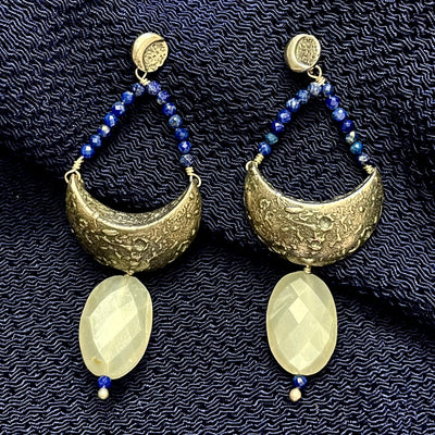 Aretes Luna｜三日月のピアス（シルバー・ラブラドライト・天然石）