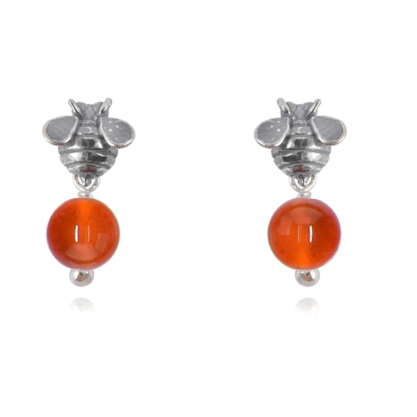 Arete Abeja Mini｜ミツバチのピアス（シルバー・天然石）