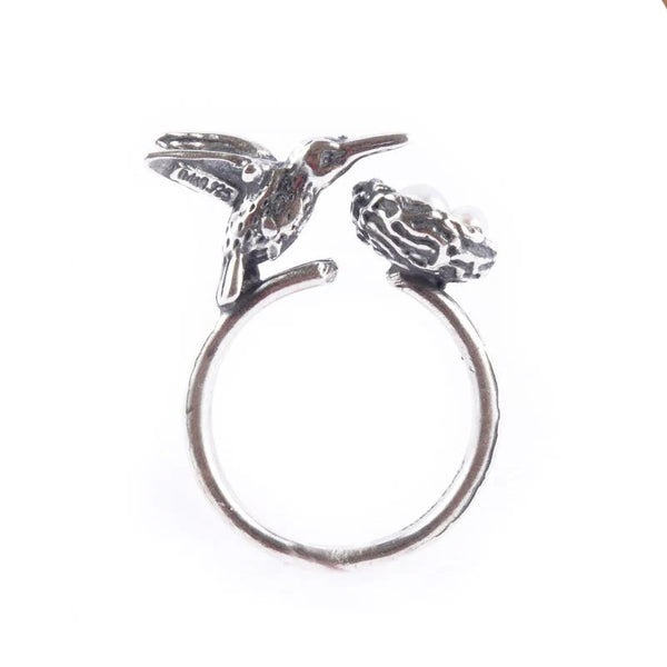 Anillo Colibrí Con Nido｜ハチドリのリング（シルバー・パール・天然石）