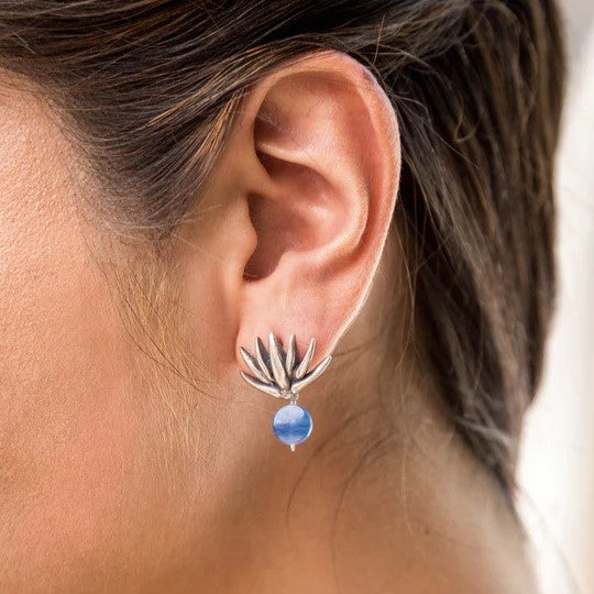 Aretes Agave Chico Cianita｜アガベのピアス（シルバー・カイヤナイト・天然石）