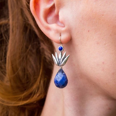 Aretes Agave Gota Azul｜アガベのピアス（シルバー・ソーダライト・天然石）