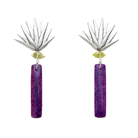 Aretes Agave Luz Violeta｜アガベのピアス（シルバー・天然石）
