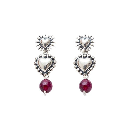 Aretes Alma Gemela｜ハートのピアス（シルバー・パール・天然石）