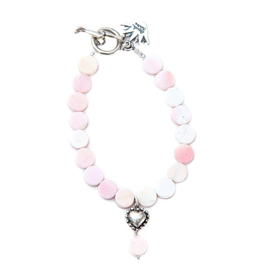 Pulsera Dulce Corazón｜ピンクオパールのブレスレット（シルバー・ピンクオパール・天然石）
