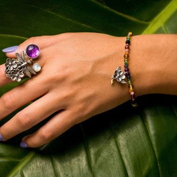 Pulsera Flor de Mil colores｜花のブレスレット（シルバー・マルチカラーストーン・天然石）