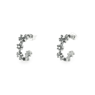 Aretes Arracadas Primavera｜花のフープピアス（シルバー）